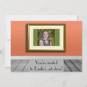 Invitation Photo personnalisée Orange Photo Frame Art Show