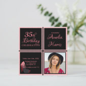 Invitation Photo personnalisée Parties scintillant rose (Debout devant)