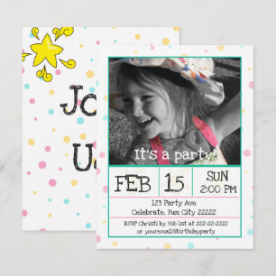 Invitation Photo personnalisée pois