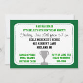 Invitation Photo personnalisée Pom-pom girl vert Anniversaire (Dos)