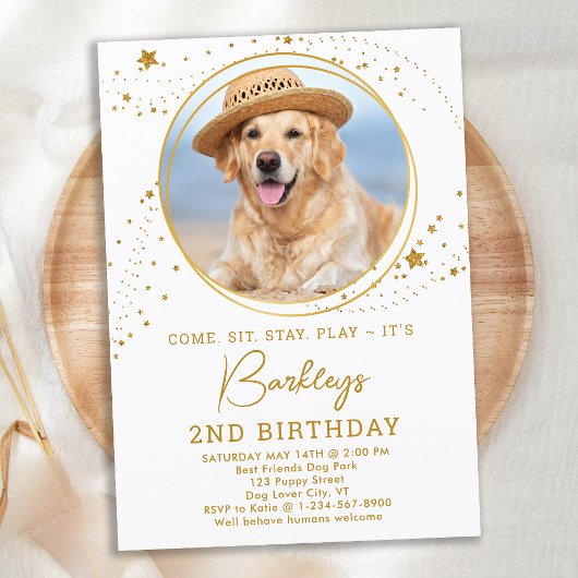 Invitation Photo personnalisée pour animaux de compagnie Gold