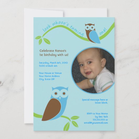 Invitation photo personnalisée pour le premier ann (Devant)