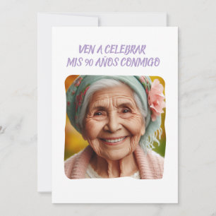 Invitation Photo personnalisée pour les 90 ans Fête d'anniver