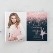 Invitation Photo personnalisée Rose or Parties scintillant Qu (Intérieur)