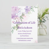 Invitation Photo personnalisée Roses blanches violettes fleur (Debout devant)