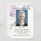 Invitation Photo personnalisée Roses blanches violettes fleur (Dos)