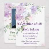 Invitation Photo personnalisée Roses blanches violettes fleur (Devant / Derrière)