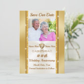 Invitation Photo Personnalisée, Save the Date Or et Ivoire (Debout devant)