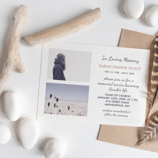 Invitation Photo personnalisée | Service commémoratif d'hiver