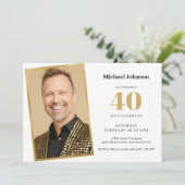 Invitation Photo personnalisée Simple 40e anniversaire (Debout devant)