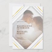 Invitation Photo personnelle Mariage moderne Gold Frame (Devant)