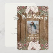 Invitation Photo Pine d'hiver Fête des mariées rustique arron (Devant / Derrière)