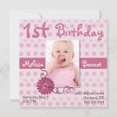 Invitation photo Pink Baby pour le premier anniver (Devant)