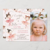 Invitation Photo Pink Ballerina Tutu 2e anniversaire (Devant / Derrière)