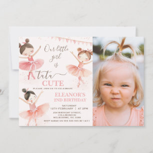 Invitation Photo Pink Ballerina Tutu 2e anniversaire