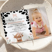 Invitation Photo Pink Black Bow Holy Cow Birthday