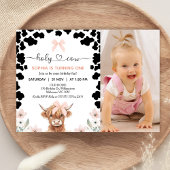 Invitation Photo Pink Black Bow Holy Cow Birthday