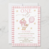 Invitation Photo Pink Bow One Silly Goose 1er anniversaire (Devant)