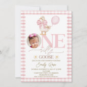 Invitation Photo Pink Bow One Silly Goose 1er anniversaire (Devant)