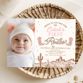 Invitation Photo Pink Brown Cowgirl première rodéo 1er annive