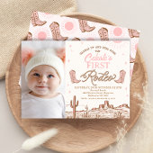 Invitation Photo Pink Brown Cowgirl première rodéo 1er annive