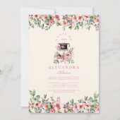 Invitation Photo Pink Floral Graduation Party (Devant)