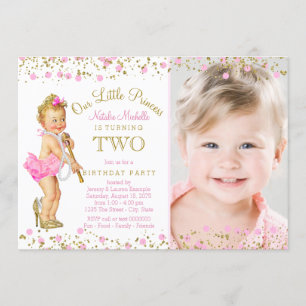 Invitation photo Pink Gold Princess 2e anniversair