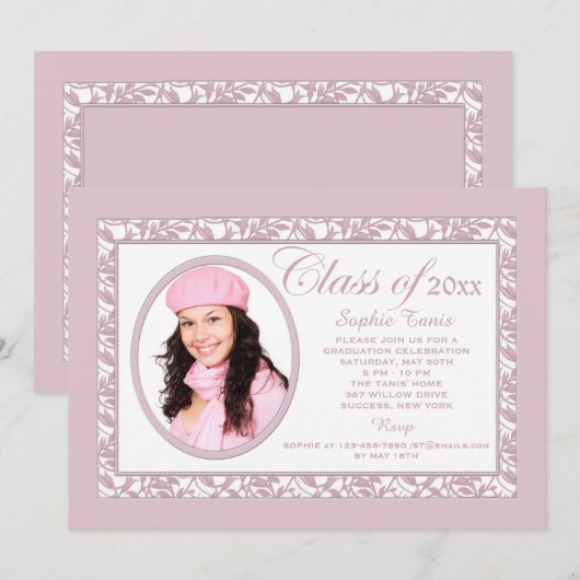 Invitation photo Pink Reflection (Devant / Derrière)