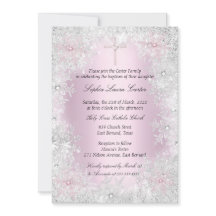 Photo Pink Silver Flakes Girl Baptism Cross