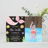 Invitation Photo Pink Tail Little Mermaid Anniversaire (Debout devant)