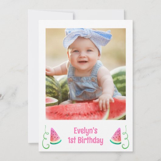 Invitation Photo Pink Watermelon One In A Melon 1er anniversa (Dos)