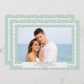 Invitation Photo plate de Save The Date avec vagues Seigaiha (Devant / Derrière)