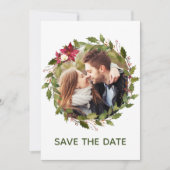 Invitation Photo Poinsettia Verdure Noël Enregistrer la date (Devant)