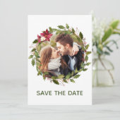 Invitation Photo Poinsettia Verdure Noël Enregistrer la date (Debout devant)