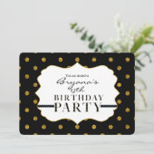 Invitation photo Pois Black & Gold Faux Foil (Debout devant)