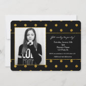 Invitation photo Pois Black & Gold Faux Foil (Dos)