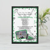 Invitation photo Pom-pom girl verte (Debout devant)