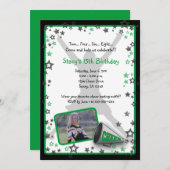 Invitation photo Pom-pom girl verte (Devant / Derrière)