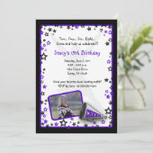 Invitation photo Pom-pom girl violet (Debout devant)