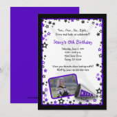 Invitation photo Pom-pom girl violet (Devant / Derrière)