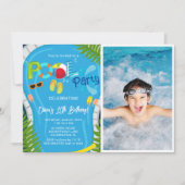 Invitation Photo Pool Party Summer Boy Birthday Party (Devant)