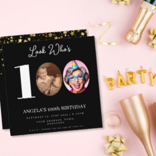 Invitation photo pour 100e anniversaire Collage