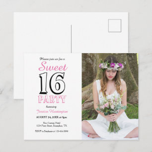 Invitation photo pour 16 ans Sweet Sixteen Rose