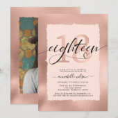 Invitation photo pour 18e anniversaire en feuille  (Devant / Derrière)