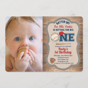 Invitation photo pour 1er anniversaire de baseball