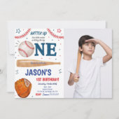 Invitation photo pour 1er anniversaire de baseball (Devant)