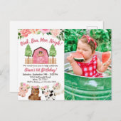 Invitation photo pour 1er anniversaire de Pink Far (Devant / Derrière)