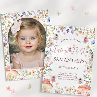 Invitation photo pour 1er anniversaire Jardin de f
