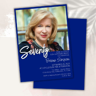 Invitation photo pour 70e anniversaire bleu royal