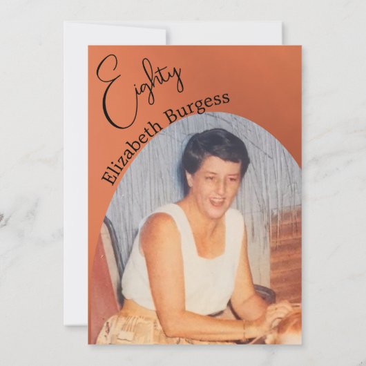 Invitation Photo pour 80e anniversaire Terracotta Élégant An (Dos)